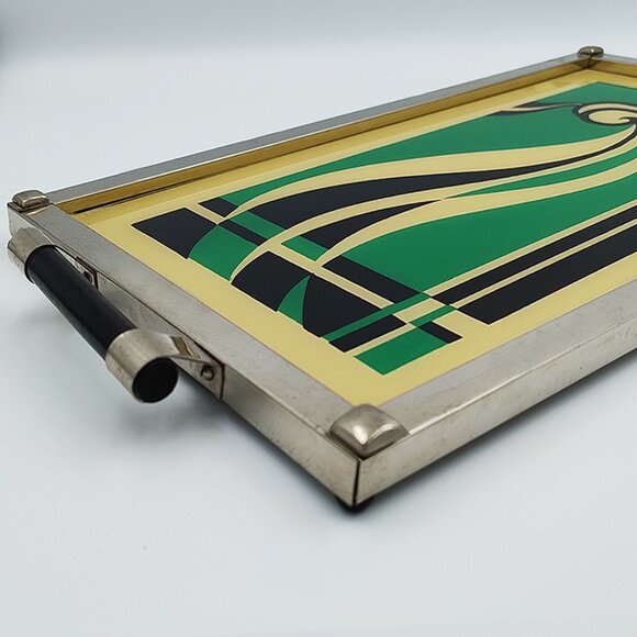1930s Atonishing Green and Black Art Deco Tray. Made in USA - Picture 7 of 9